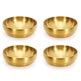 KyShaHo 4X Große 7,3-Gold-Suppenschüssel Aus Edelstahl, 900 Ml, Doppelwandige Sashimi-Schale, Unzerbrechliche Schüssel für das Restaurant zu Hause