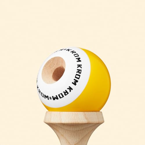 Image of KROM - Kendama Toy POP LOL Yellow - High Wood Quality - Extra Strong - for Beginner and Pro - Gift Pack : Extra String + Stickers