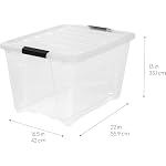 IRIS USA 54 Qt Stackable Plastic Storage Bins with Lids, 6 Pack - BPA-Free, Made in USA - See-Through Organizing Solution, Latches, Durable Nestable Containers, Secure Pull Handle - Clear - Image 2