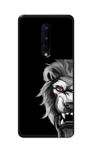 Image of PRINTFIDAA Printed Hard Back Cover Case for OnePlus 8 Back Cover (Angry Lion) -112