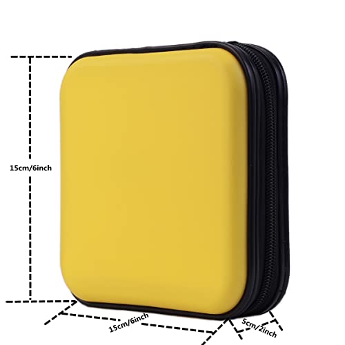 Cd Dvd Wallet, Xiongye 32 Capacity Heavy Duty, Dvd Cd Case Holder For Car ,Portable Dvd/Vcd Storage Disk, Hard Shell Sturdy Case , Car Cd Disk Holder,Booklet, Blu-Ray Wallet (32 Capacity,Yellow) #TOP1