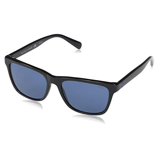 Polo Ralph Lauren Ph4167 Óculos de sol masculinos, Preto brilhante/azul escuro, 56 mm