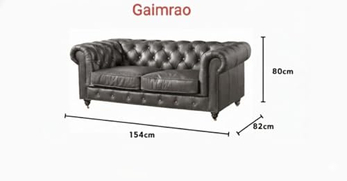 Image of 2 Seater Leatherette Chesterfield Sofa Button Tufted, Classic Style Sofa 2-Person Sofa for Living Room, Office, and Hallway Colour (Grey Leatherette, 2 Seater Sofa)