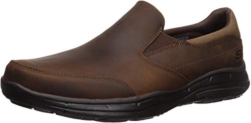 Skechers Men s Glides Calculous Slip-On Loafer,Dark Brown,12 3E US