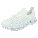 Zapatillas Reflex casuales con cordones para mujer, White, 39 EU