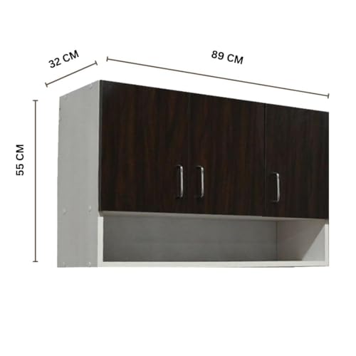 Image of Multipurpose Storage Cabinet & Adjustable Shelf Space Organizer Engineered Wood Termites Resistance Wall Mounted for Office, Kitchen, Bedroom (Redica Walnut & Highland Pine, Door 3)