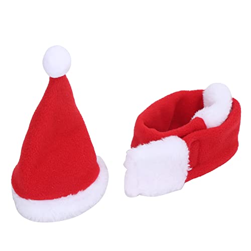 Greensen Disfraz Navideño para Mascotas, Disfraz para Gatos Cachorros Perros Gorro de Santa y Bufanda Suave Ajustable con Diseño de Gancho y Bucle para Fotos Navideñas