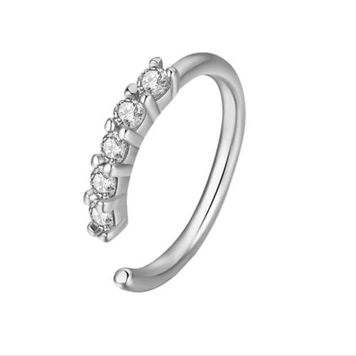 cfpqv Anillo de nariz ligero y lujoso en forma de C con incrustaciones simples, clavo de la fosa nasal de oro blanco continuo para mujeres para hombres (B, talla única), Metal, Sin gemas