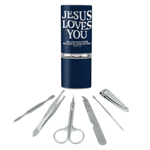 GRAPHICS & MORE Jesus Loves You First Stainless Steel Manicure Pedicure Grooming Beauty Care Travel Kit