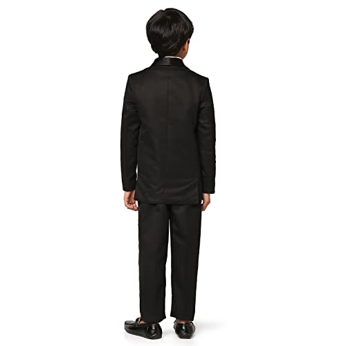 Image of TAHVO Boys Cotton Blend Solid Bandhgala Regular Fit Blazer