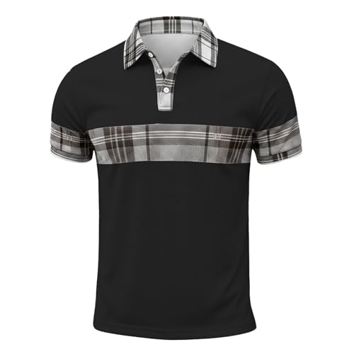 Polos Manga Corta Hombre,Camisa Hombre Manga Corta Cuello Tejido Bloques Color Casual Vestir Diario Estampado