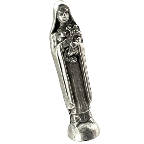 Estatua de bolsillo de San Teresita en metal italiano miniatura miniatura 2