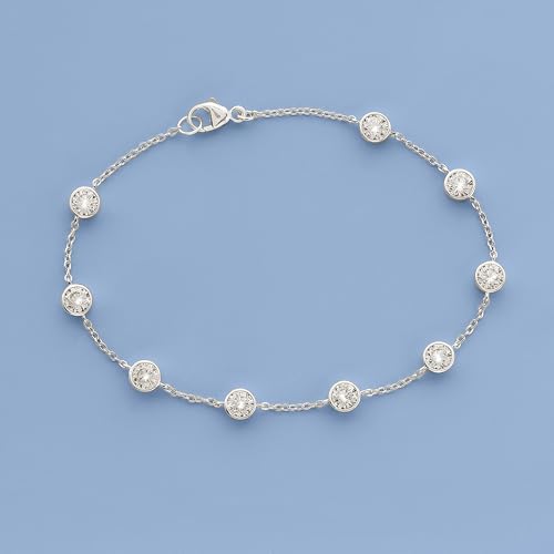 Ross-Simons 2.20 ct. t.w. Bezel-Set CZ Station Bracelet in Sterling Silver3