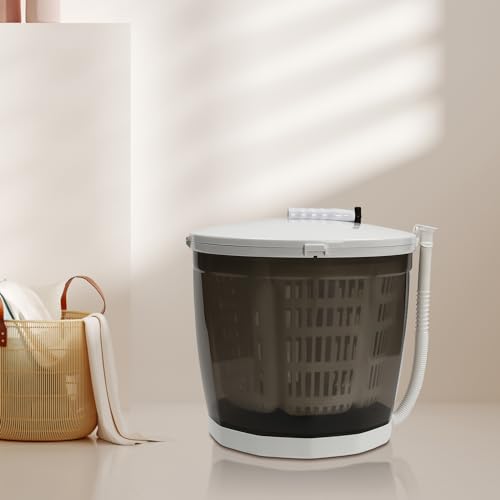 2 in 1 Washing Machine Manual Non-Electric PP Mini Portable Small Load Washing Machine for Laundry Dorms College Camping (Grey, 13.77 * 13.39in)