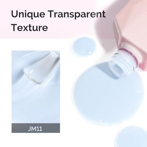 Image of MelodySusie Milky Blue Gel Nail Polish, 0.5Fl.oz Jeweliver Gel Polish Translucent Light Baby Blue Pastel Color White Soak Off UV LED Art Design Manicure Gift for Girls Salon DIY At Home JM11