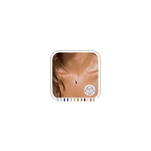 FUNEIA Collier Femme Argent Sterling 925 Collier Pierre de Naissance Pendentif Saphir Diamant Personnalisé en Chaine Fantaisie Bijoux Fille Enfant Idée Cadeau Femme...