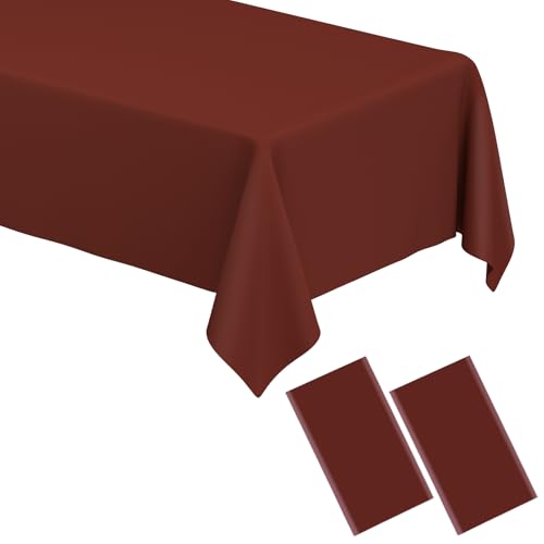 Image of WNINK 2 Pack Maroon Tablecloths Burgundy Disposable Table Covers 54 inch x 108 inch Table Cloths for BBQ Birthday Picnic Bridal Shower Engagement Wedding Plastic Table Cloths for Parties