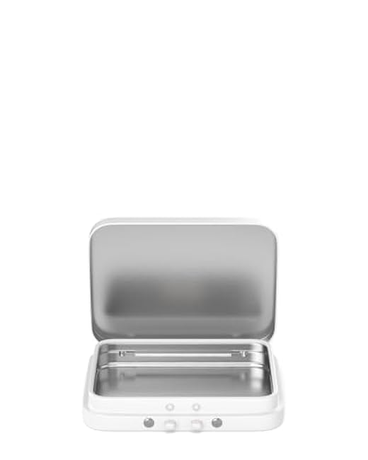100 Pack ¨C Mini Child Resistant Metal Tin Boxes with Hinged Silicone-Lined Lids ¨C Recyclable, Air Resistant, Secure Storage Containers (White)
