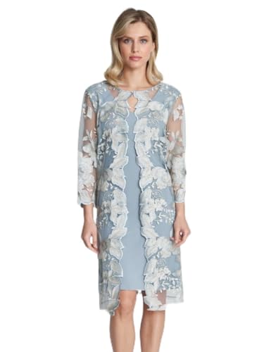 Gina Bacconi Chaqueta de Encaje Bordado con Vestido de Jersey cóctel, Ice Sage, 46 para Mujer
