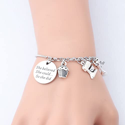 PLITI Baker Bracelet Culinary Student Gift Culinary School Graduation Gift She Believed She Could So She Did Bangle4