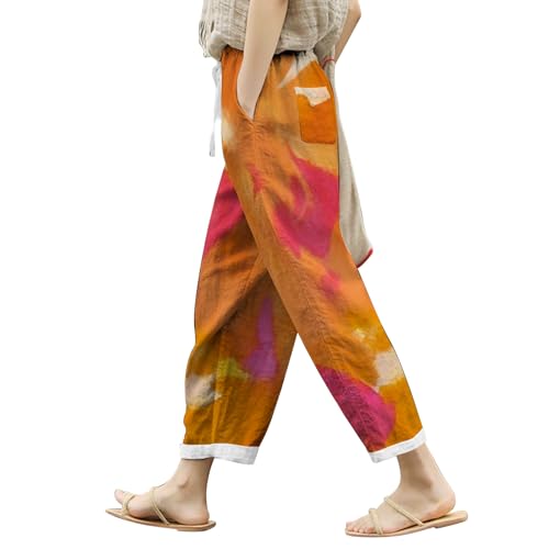 Culottes Hose Damen Sommerhosen Capri Outdoor Größe Und Walkinghose Leoparden Wildlederhose Fahrrad Spandex Hundeführerhose Schmale Fischerhose Look Kostüm City Orangener 122 Yoga-Hose