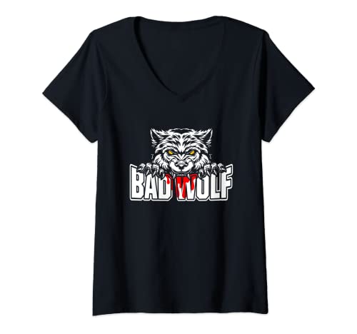 Mujer Bad Wolf Animal Wilderness Wilderness Bosque Wolfpack Camiseta Cuello V