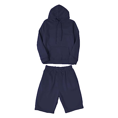Conjunto de chándal para hombre, pantalones cortos, conjunto de chándal casual con capucha y pantalones cortos de ajuste ancho, conjuntos conjuntos de deportes, gimnasio, sudadera con capucha