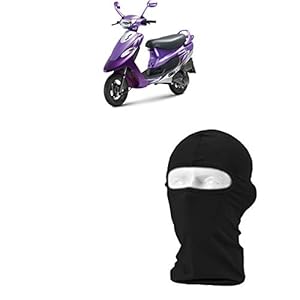 AutoKraftZ Bike Full Face Mask for Men and Women for TVS Scooty Pep+ (Black)