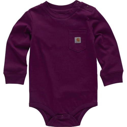 Carhartt Long-Sleeve Pocket Bodysuit, Plum Caspia, 12 Months
