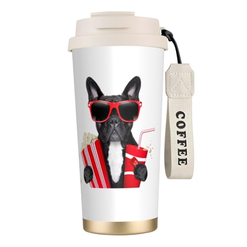 タンブラー 面白い 犬柄 フレンチブルドッグ マグボトル コーヒーカップ 水筒 保温 保冷 ウォーターボトル 蓋付き ストロー付き 直飲み おしゃれ プレゼント