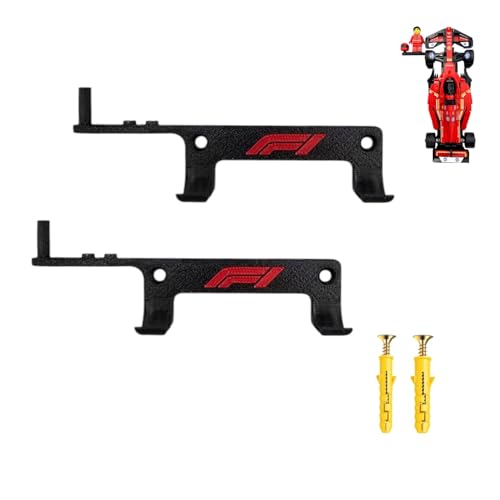 Image of 2 Pack F1 Car Wall Mount Compatible with Speed Champions Building Brick Cars | Racing Car Display Hanger with Screws Included | Durable Bioplastic Wall Holder (Wall mount with Driver Slot)