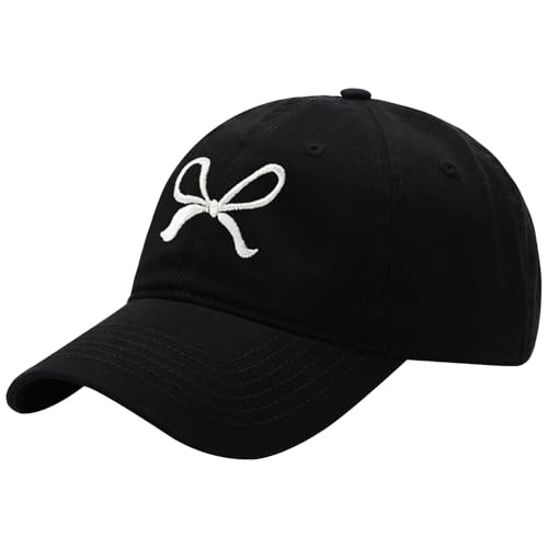 Image of Trendy Bow-Tie Baseball Cap for Women | Trucker Hats Y2k Adjustable Fashion Sun Hat with Visor for Hiking & Travel
