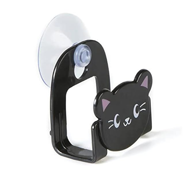 Sink Caddy Suction Cup Holder, Cartoon Sponge Holder Kitchen Sink Caddy Suction Cup Mutifunctional Drain Wall Rack for Sponges Soap Scrubbers Cleaning Brush Black Cat