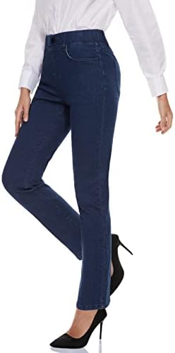 Tapata Womens 28"/30"/32"/34" Inseam High Waist Straight Cut Girlfriend Relaxed fit Denim Jeans 32",Blue,M