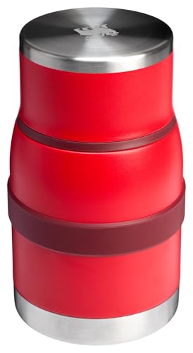 Image of STANLEY Adventure To-Go Food Jar and Spork 24 oz | Vacuum Insulated Food Container | Wide Mouth Screw On Lid | Packable for Travel | Stainless Steel with Leakproof Lid | BPA-Free | Chili Red