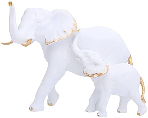 Estatua de elefante de resina blanca 20x17 cm