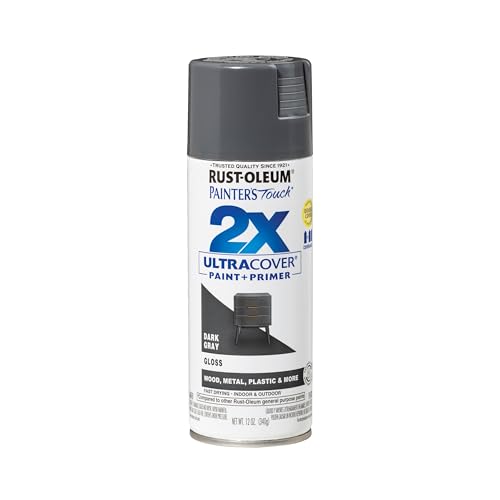 Rust-Oleum 249115 Painter's Touch 2X Ultra Cover Spray Paint, 12 oz, Gloss Dark Gray
