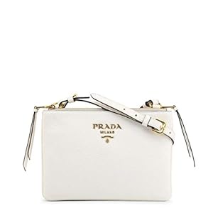 Prada White Leather Vitello Phenix Crossbody Bag 1BH046