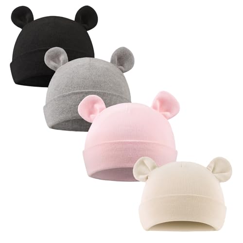 Image of Pesaat Newborn Hospital Hat 0-12Months Preemie Boys Girls Beanie Solid Infant Baby Hats Autumn Winter