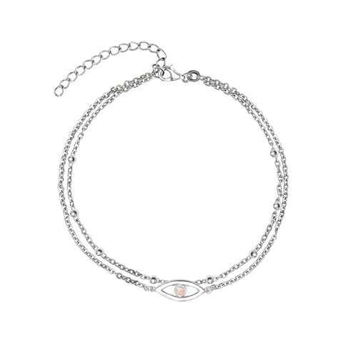 LeCalla 925 Sterling Silver Opal Evil Eye Anklet Cover