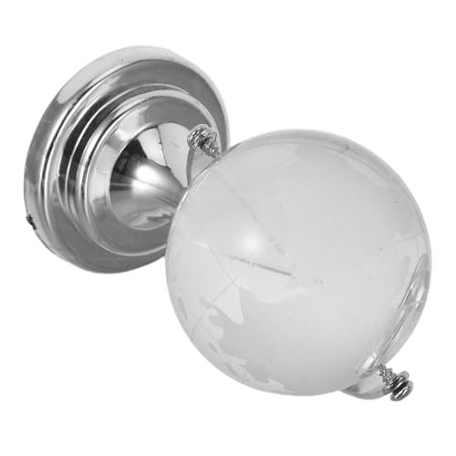 HOOTNEE Globo Terráqueo Miniatura Transparente de Cristal Giratorio para Escritorio Bola Decorativa con Mapa del Mundo Pisapapeles Compacto para Oficina y Hogar