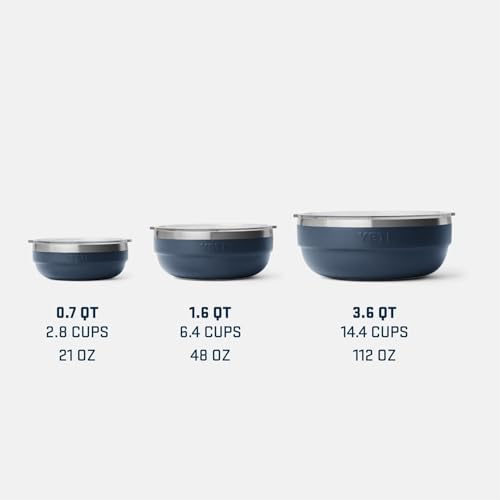 Image of YETI Rambler Low Bowls, Vacuum Insulated, Stackable and Nestable Stainless Steel Bowl with Lid, 0.7 Quart, Sea Stone