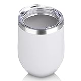 DOMICARE Stainless Steel Wine Tumbler Bulk with Lid, Personalized White Insulated Tumblers Set, 12oz Travel Coffee Cups Pack of 1