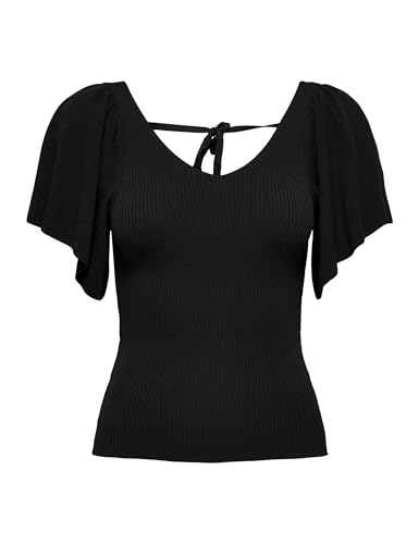 ONLY Onlleelo S/S Back Jersey Knt Noos Camiseta, Negro, XS para Mujer