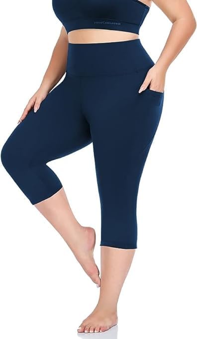 Women's Casual wear High Waist Yoga Compression Pants Tummy Control Stretch Biker Shorts Athletic Comfort Capris with One Side Pockets Regular wear Pack of 1-image-0