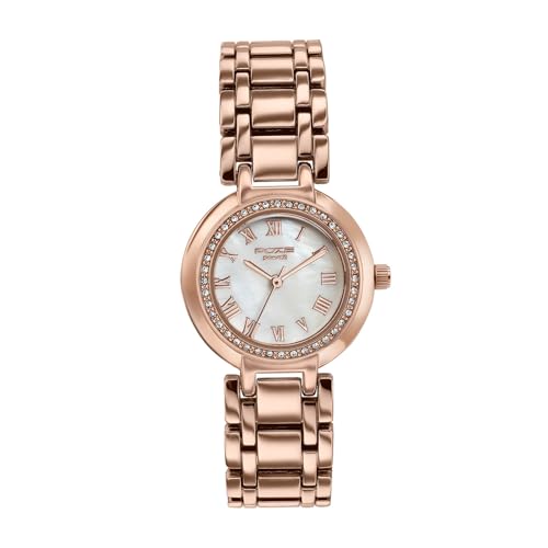 Image of Sonata Poze 8 Quartz Analog with White Dial IP Rose Gold Alloy Strap Watch for Women - SP80163WM01W