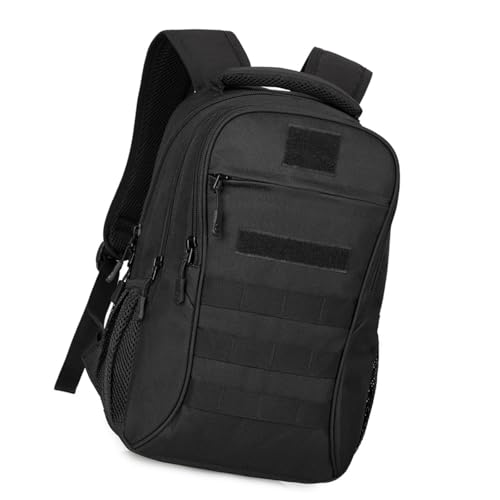 MZRAN Mochila pequeña de 15 L, mochila informal para estudiantes, mochila escolar, mochila simple, bolsa de viaje, táctica para adolescentes y adultos, Color negro., Talla única