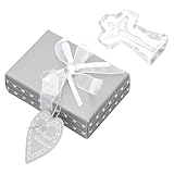 DECORNIJIA Kristall Kreuz Deko 2 Stück Durchsichtiges Glas Ornament mit Glatter Oberfläche Religiöses Segensornament für Zuhause Büro und Kirchendekoration