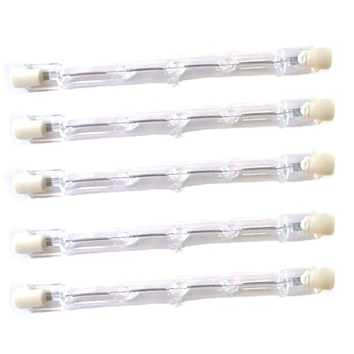 WOLTHID Bombilla halógena R7s 118mm 220v-240v Tubo J118 de doble extremo 300W Lámparas de luz fluorescente blanca cálida 2700k Lámparas de inundación, 300W, 5PCS