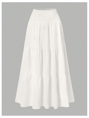 SOLY HUX Women's High Waisted Summer Boho A Line Tiered Maxi Skirt Flowy Long Ruffle Skirts2